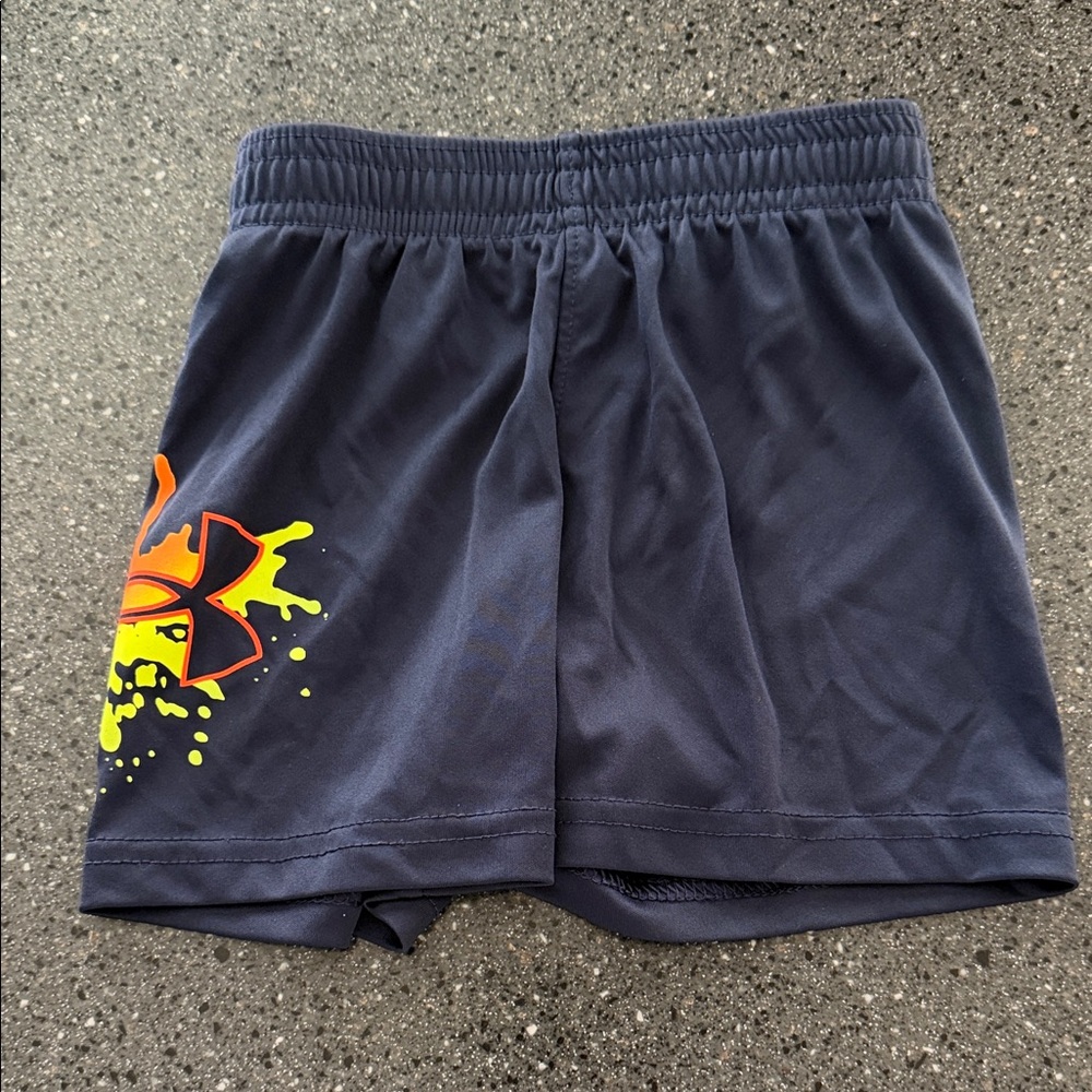 Under Armour Boys Dark Blue Shorts with Neon Logo
